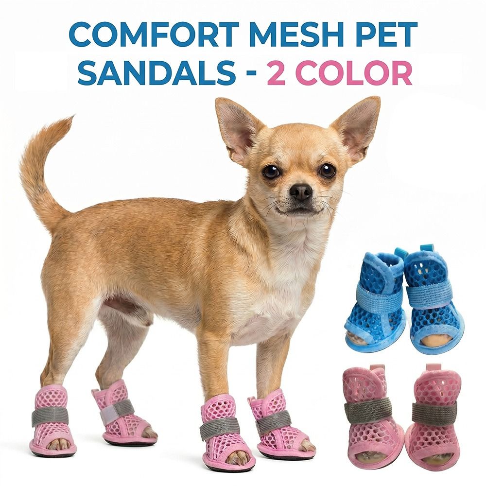 Soft Sole Booties - 4 adet taşınabilir örgü köpek ayakkabıları