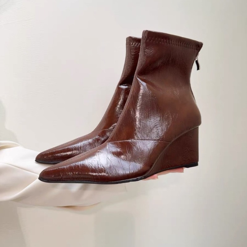 Soft Sole Booties - Kama Topuklu Patik Moda Sivri Burun