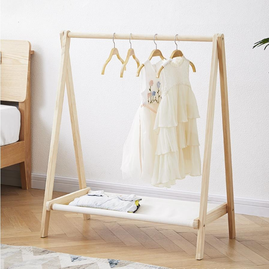 Baby Clothing Rack - Birleşik ahşap zemin ayakta elbise askısı