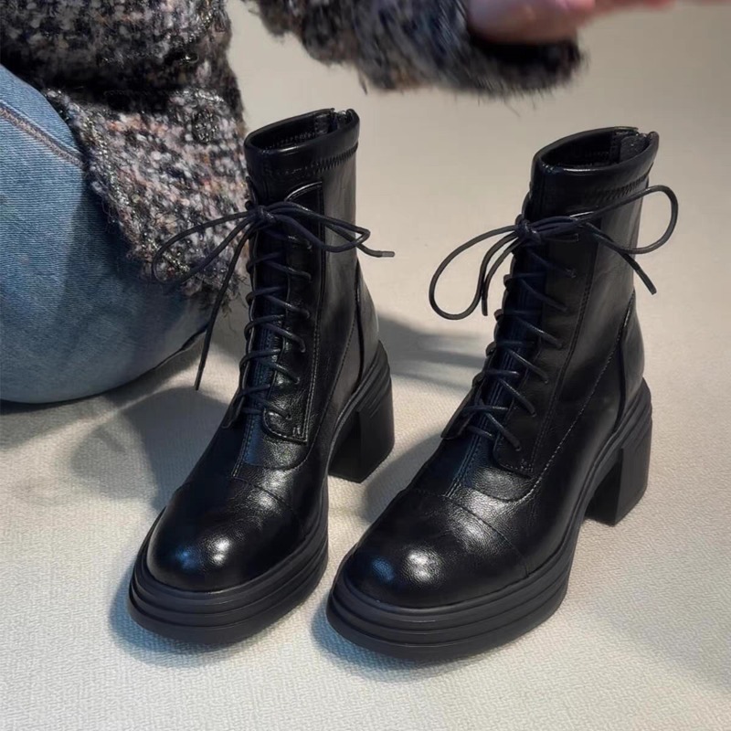 Soft Sole Booties - Bağcıklı Botlar Kadın Yeni Yuvarlak Burunlu